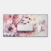 Elégante aquarelle moderne Floral Nom personnalisé (Clavier et souris)