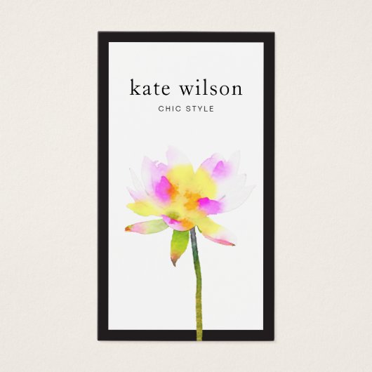 Elégante aquarelle moderne Lotus Flower (Devant)