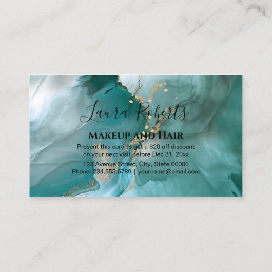 Elégante Aquarelle moderne Turquoise et réduction (Dos)