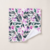 Elégante aquarelle motif floral pourpre vert (Gant de toilette)