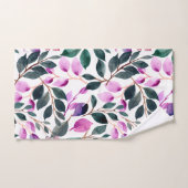 Elégante aquarelle motif floral pourpre vert (Serviette à main)