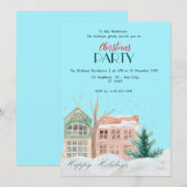 Elégante aquarelle Noël Invitation (Devant / Derrière)