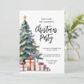 Elégante aquarelle Noël Tree Party Invitation (Debout devant)