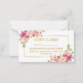 Elégante Aquarelle Or Rose Floral Carte Cadeau (Devant)