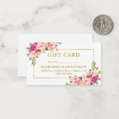 Elégante Aquarelle Or Rose Floral Carte Cadeau (Devant/Arrière en situation)