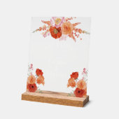 élégante aquarelle orange fleuri accueil mariage (Angle)