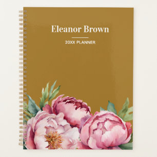 Elégante aquarelle Peonis rose et jaune personnali