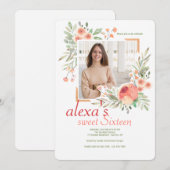 Elégante aquarelle photo cadre Invitation (Devant / Derrière)