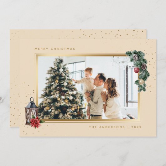 Elégante aquarelle photo Cartes de Noël (Devant / Derrière)