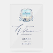 Elégante aquarelle plage Monogram Crest Mariage (Recto)