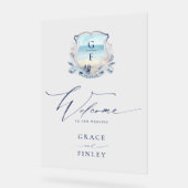 Elégante aquarelle plage Monogram Crest Mariage (Angle)