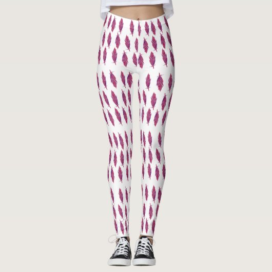 Elégante aquarelle plumes Leggings personnalisés (Devant)
