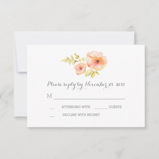 Elégante aquarelle romantique fleurit cartes RSVP (Devant)