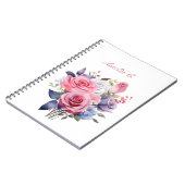 Elégante aquarelle Rose Bouquet Carnet blanc (Côté gauche)