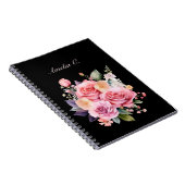 Elégante aquarelle Rose Bouquet Carnet noir (Côté Droit)
