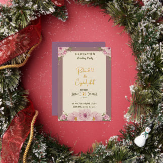 Elégante aquarelle rose Faire-part de mariage flor