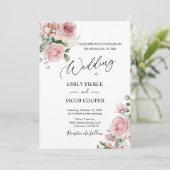 Elégante aquarelle rose Faire-part de mariage flor (Debout devant)