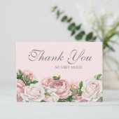 Elégante aquarelle rose pâle Roses Merci (Debout devant)