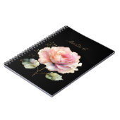 Elégante aquarelle rose rose Carnet noir (Côté gauche)