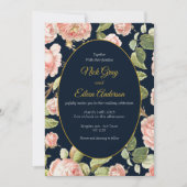 Elégante aquarelle rose rose Faire-part de mariage (Devant)