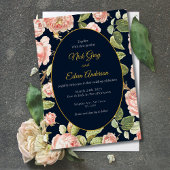 Elégante aquarelle rose rose Faire-part de mariage