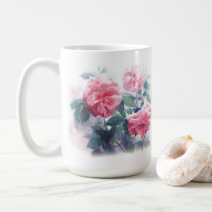 Elégante aquarelle rose rose peinture café Mug