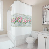 Elégante aquarelle rose rose rose rideau de douche (En situation)