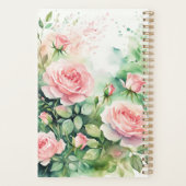 Elégante aquarelle Roses roses et feuillage vert (Dos)