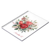 Elégante aquarelle Rouge Rose Bouquet Carnet blanc (Côté gauche)
