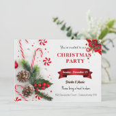 Elégante aquarelle rouge vert Noël Invitation (Debout devant)