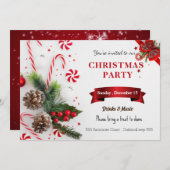 Elégante aquarelle rouge vert Noël Invitation (Devant / Derrière)