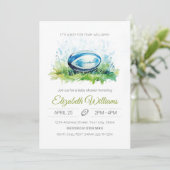 Elégante aquarelle rugby Baby shower Invitation (Debout devant)