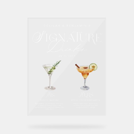 Elégante aquarelle Sa signature Boisson Mariage (Recto)