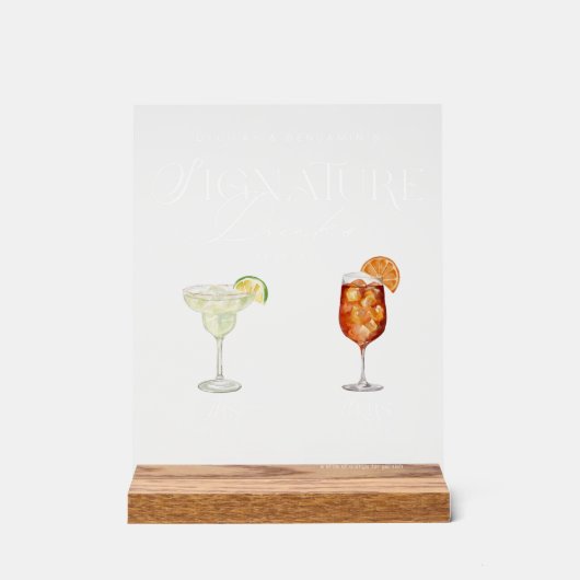 Elégante aquarelle Sa signature Boisson Mariage (Recto)