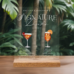 Elégante aquarelle Sa signature Boisson Mariage