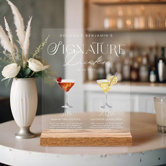 Elégante aquarelle Sa signature Boisson Mariage