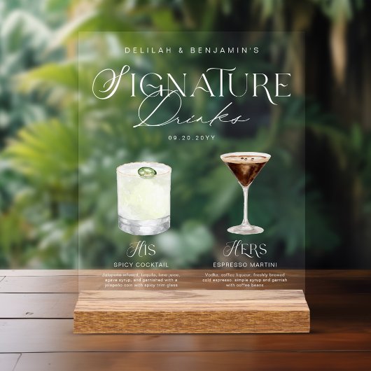 Elégante aquarelle Sa signature Boisson Mariage