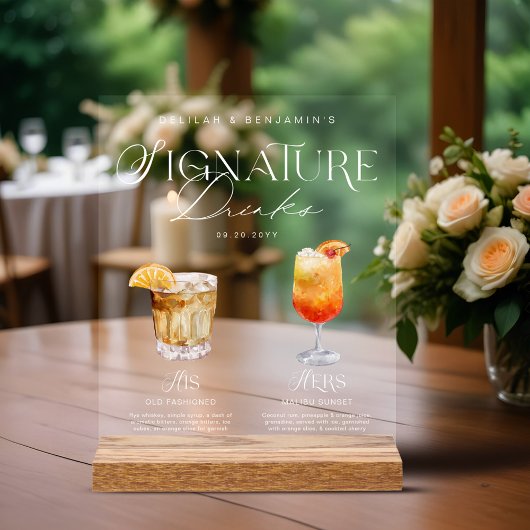 Elégante aquarelle Sa signature Boisson Mariage