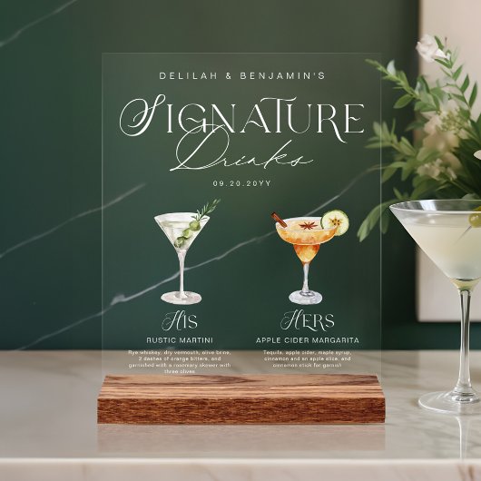 Elégante aquarelle Sa signature Boisson Mariage