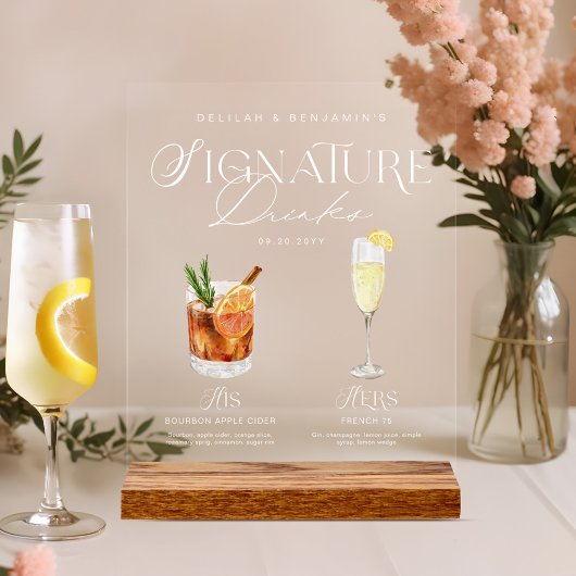 Elégante aquarelle Sa signature Boisson Mariage