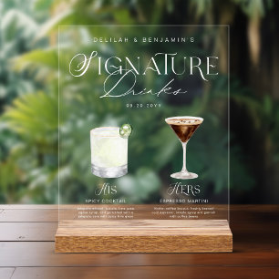 Elégante aquarelle Sa signature Boisson Mariage