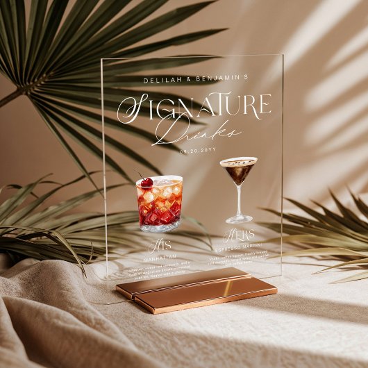 Elégante aquarelle Sa signature Boisson Mariage