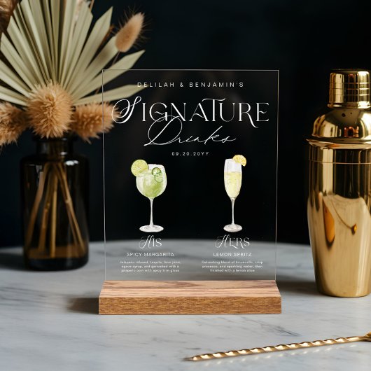 Elégante aquarelle Sa signature Boisson Mariage