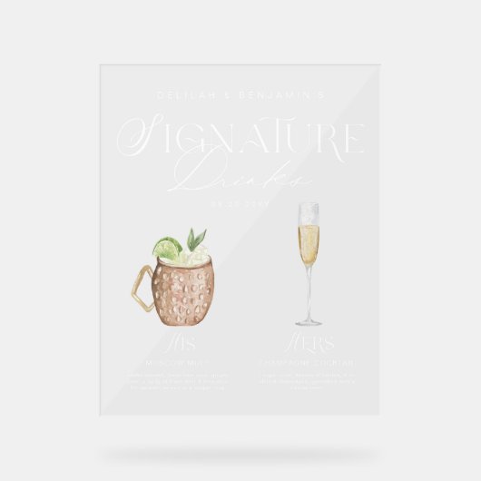 Elégante aquarelle Sa signature Boisson Mariage (Recto)