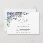 Elégante aquarelle Succulente Verdure Mariage RSVP (Devant)