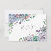 Elégante aquarelle Succulente Verdure Mariage RSVP (Dos)