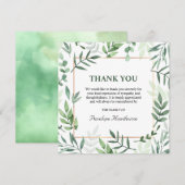 Elégante aquarelle verdure Carte de remerciements  (Devant / Derrière)
