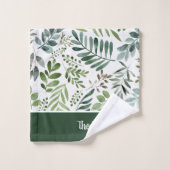 Elégante aquarelle Verdure Feuilles Personnalisé  (Gant de toilette)