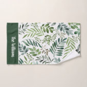 Elégante aquarelle Verdure Feuilles Personnalisé  (Serviette à main)
