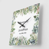 Elégante aquarelle Verdure Mariage Horloge murale (Angle)